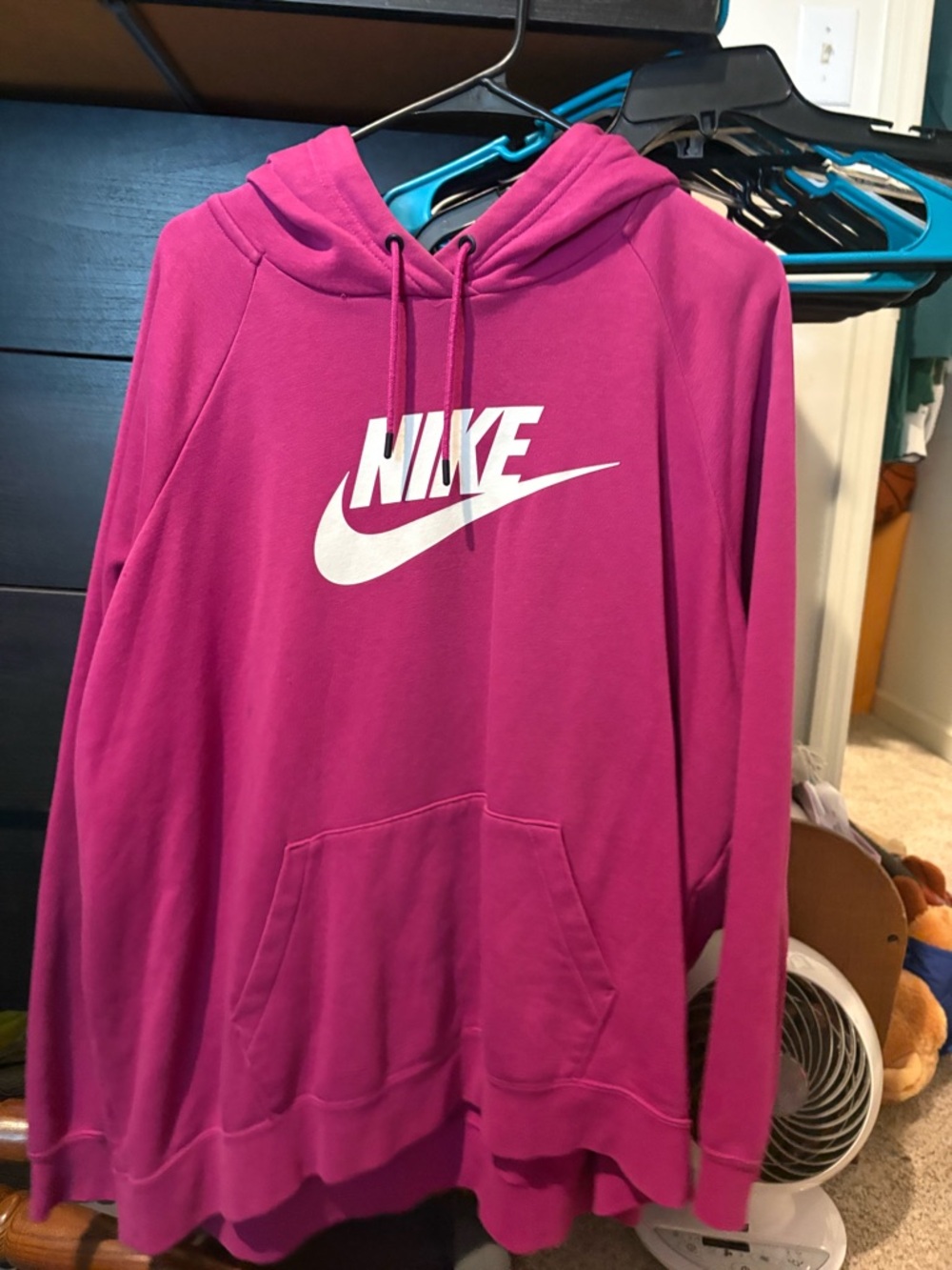 Nike Magenta Pullover Hoodie with White Swoosh